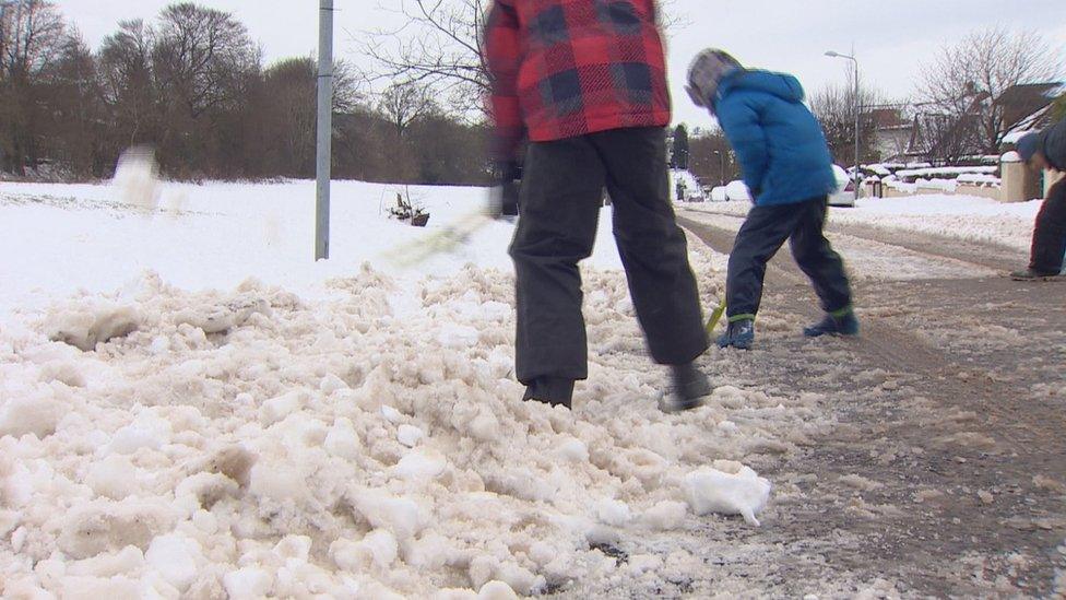 Clearing snow in Bearsden