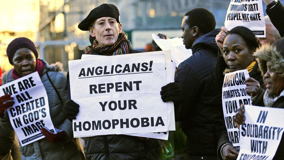 Protesters at Canterbury Cathedral