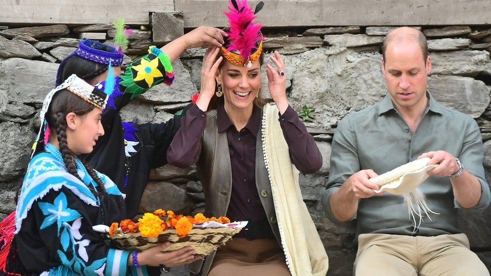 The Duke and Duchess of Cambridge visit a settlement of the Kalash people in Chitral