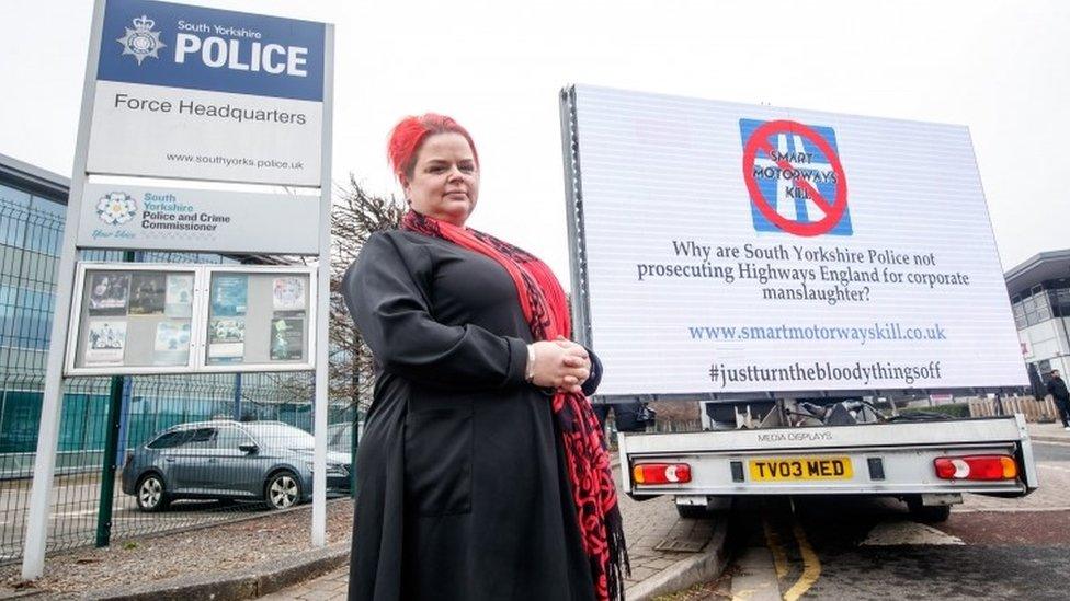 Claire Mercer outside South Yorkshire Police HQ