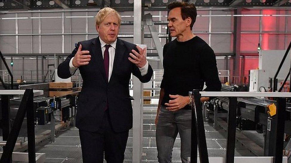 Hut Group founder Matthew Moulding and Prime Minister Boris Johnson