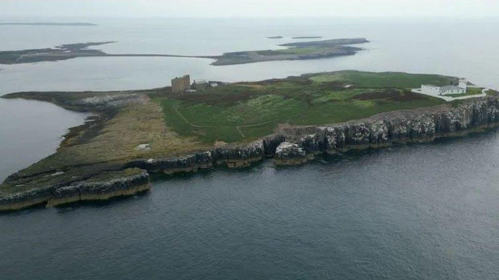 An aerial view of Inner Farne with St Cuthbert's chapel