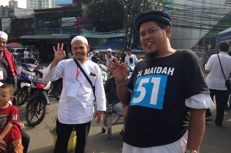 Picture of Islamist hardliners at the Jakarta governor election on 19 April 2017