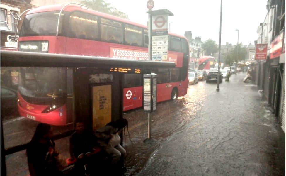 flooding at Bakers Arms, Walthamstow