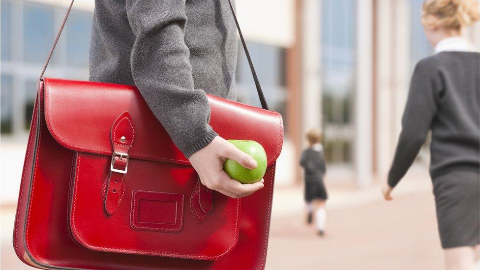 Pupil holding satchel