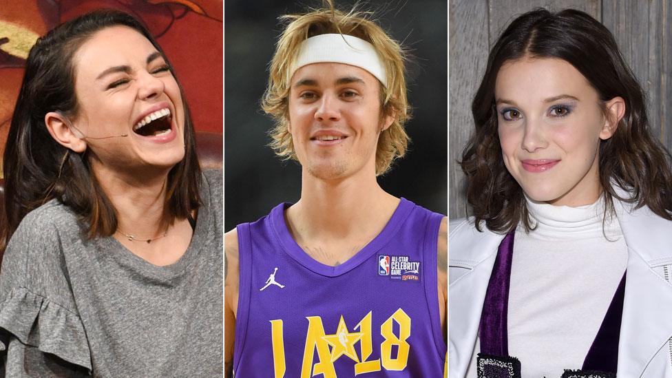 Mila Kunis, Justin Bieber and Millie Bobby Brown