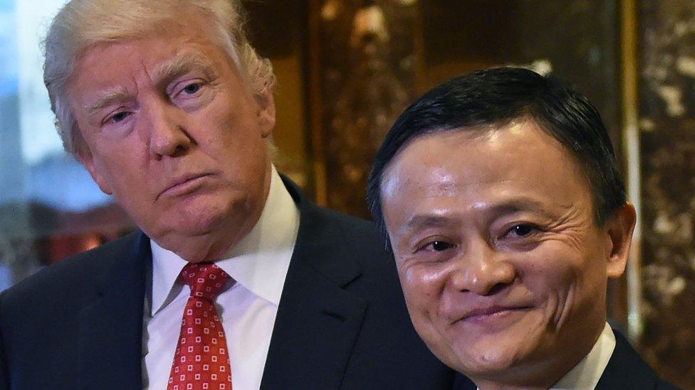 Jack Ma and then President-elect Donald Trump