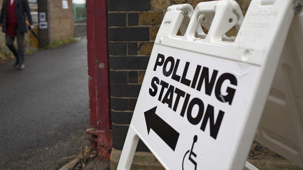 A sign for a polling station