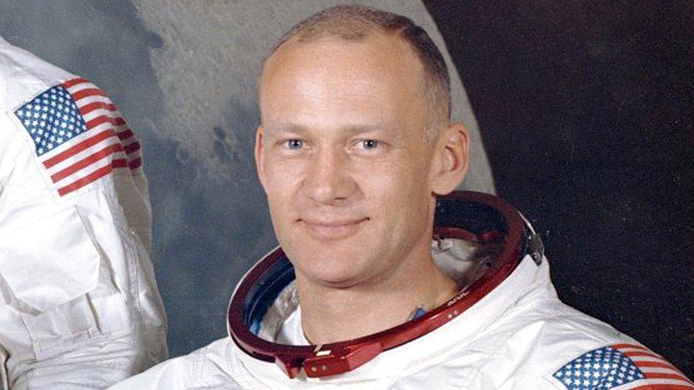 Astronaut Buzz Aldrin, who formed part of the Apollo 11 mission team, 30 March 1969