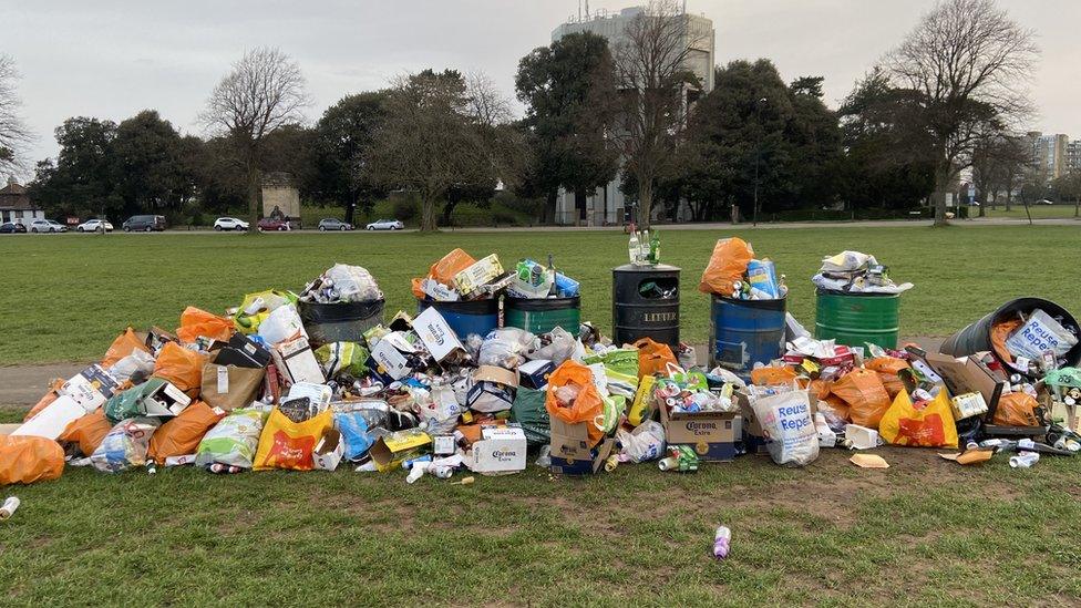 Litter collected in The Downs, Bristol