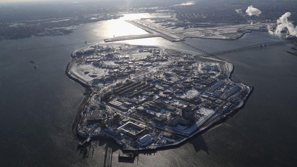 Rikers prison complex in the snow