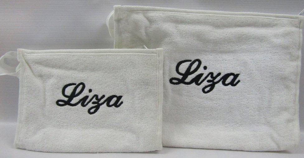 Washbags belonging to Liza Minnelli