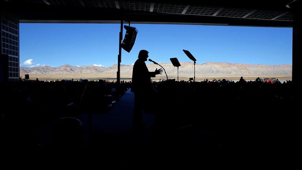 Donald Trump silhouetted