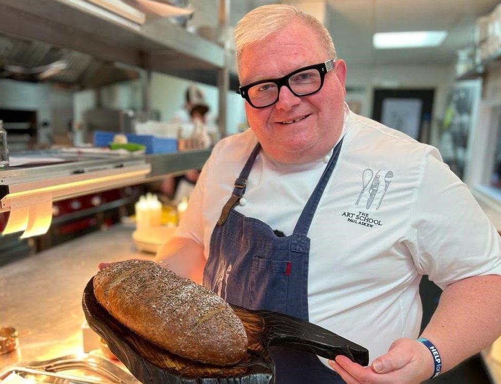 Chef Paul Askew in a professional kitchen