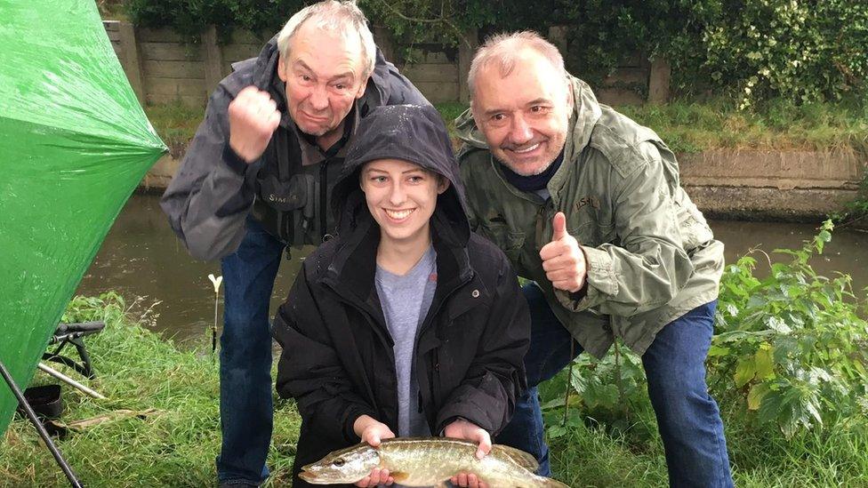 Laura Nuttall with Bob Mortimer and Paul Whitehouse