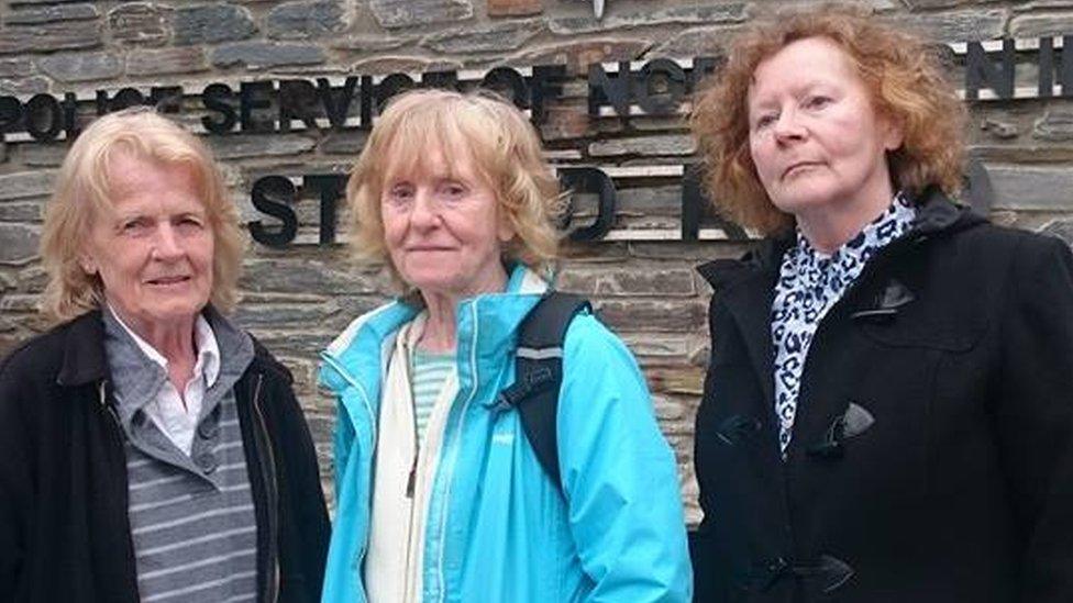 Diana King, Colette Devlin and Kitty O'Kane turned themselves in to police on Monday evening