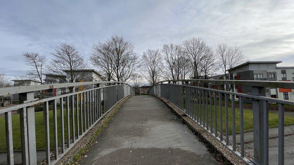 A footbridge over the Queensway road in Wellingborough