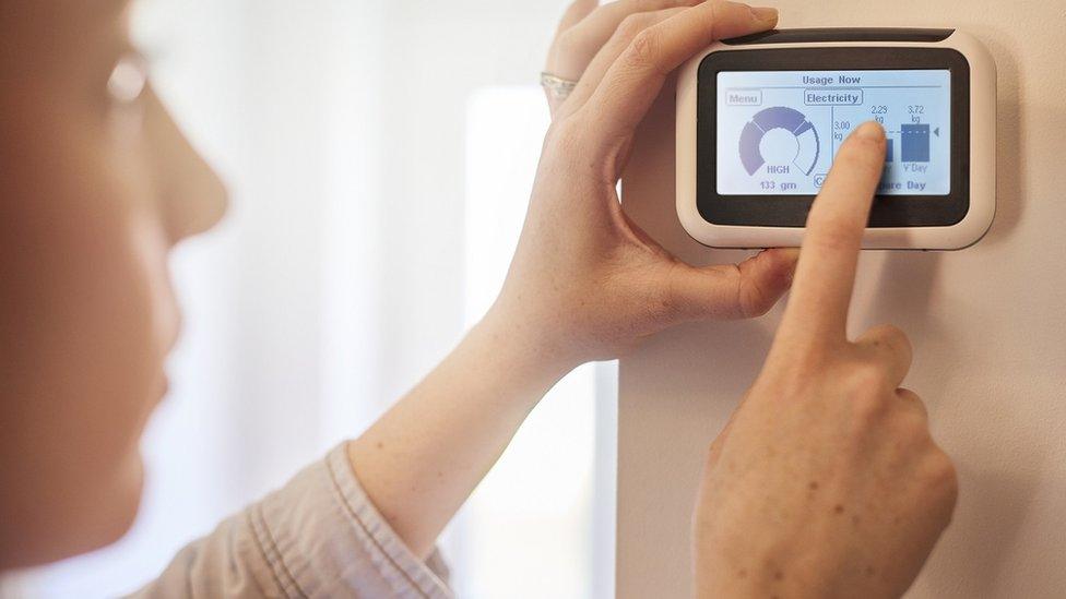 Woman using smartmeter