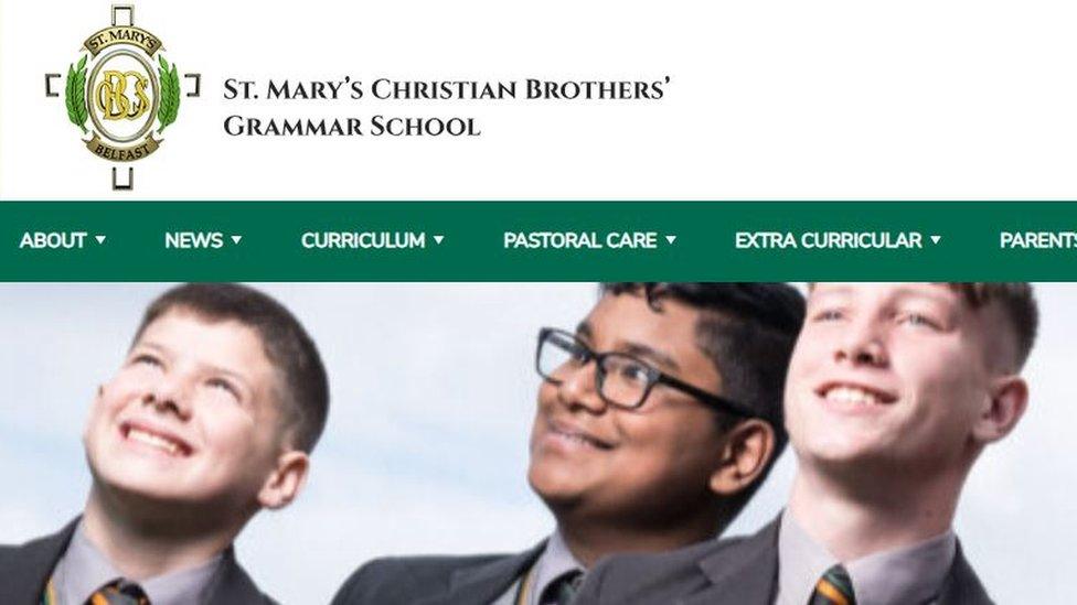 St Mary's Christian Brothers Grammar School crest, as seen on its website, after being spotted on a jumper being worn by Kanye West