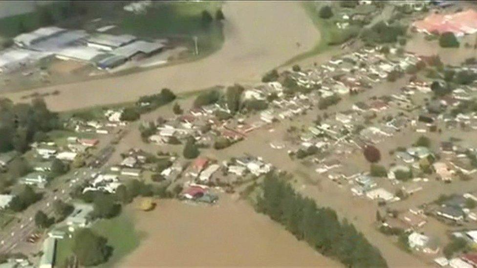 Aerial view of Edgecumbe, New Zealand, 6 April 2017.