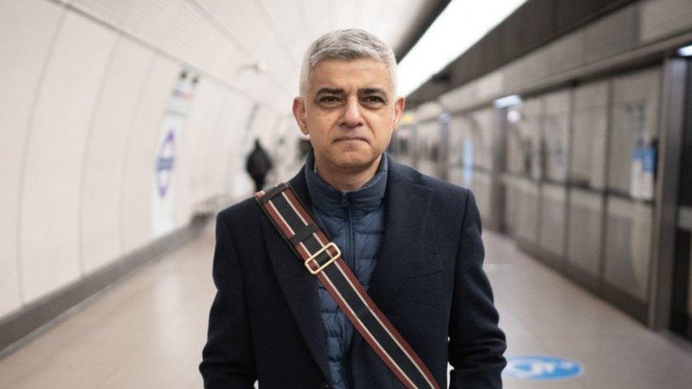 File image of Sadiq Khan walking along a Tube platform