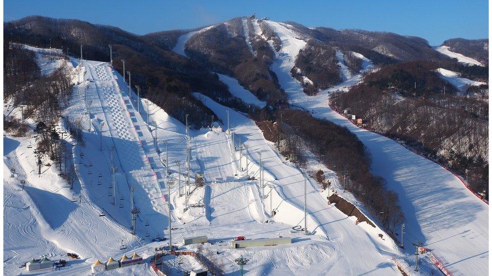 A view of the World Freestyle Cup 2017 venues at Bokwang Snowpark in PyeongChang-gun in South Korea.