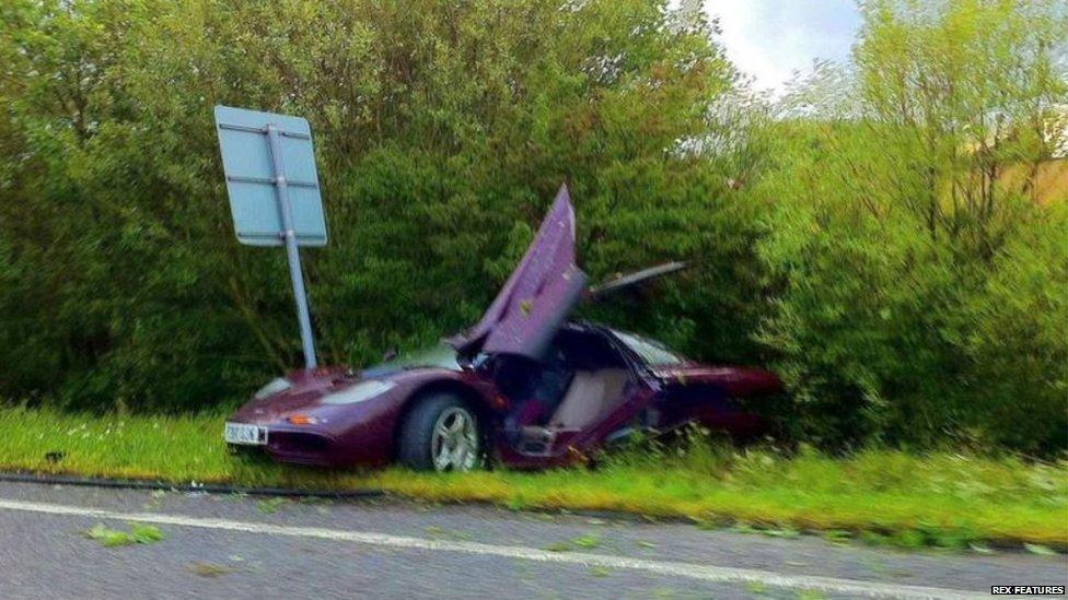 Rowan Atkinson's car crashed