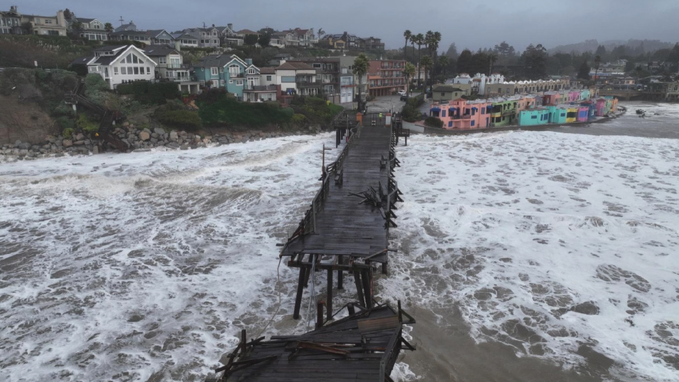 Piers were damaged along the coast, including this one in the popular community of Capitola