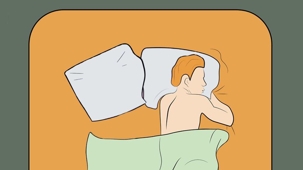 Illustration of a man in bed