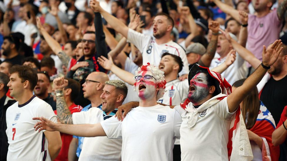 England fans in full voice at Wembley Stadium