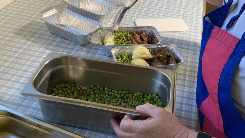 Food going into containers