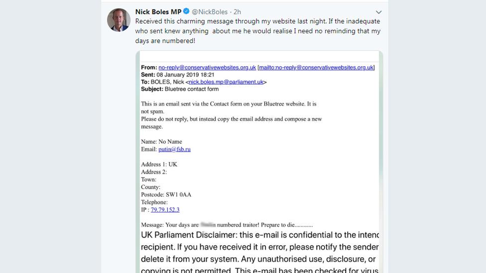 Grab of tweet from Nick Boles