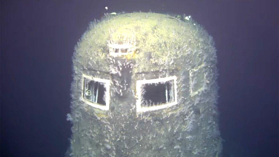 Komsomolets conning tower, filmed by ROV