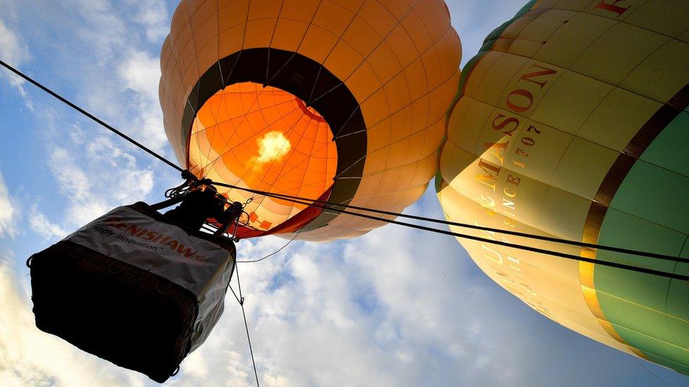 Looking up at balloon