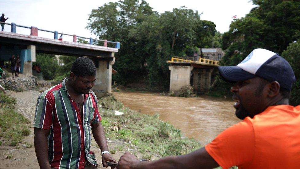 Remains of an old bridge at the border between Haiti and Dominican Republic in Ouanaminthe, Haiti. September 8, 2017