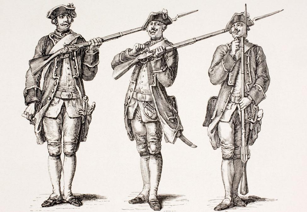 Illustration entitled "How To Charge A Musket" from A French Instruction Book Of 1776