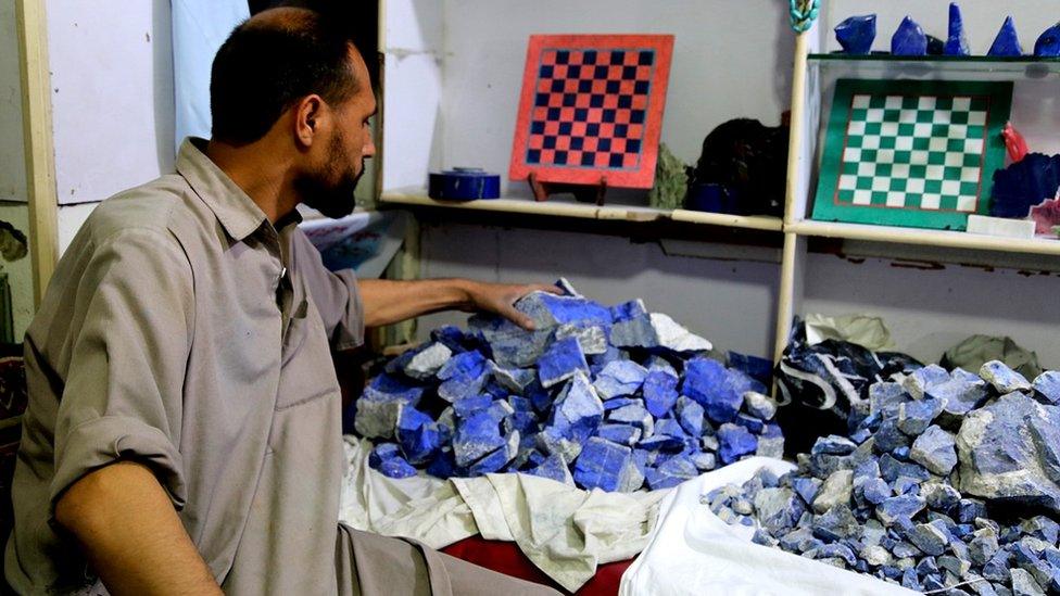 This trader says the price of lapis lazuli has dropped dramatically over the last year, from $650 to just $150 per kilo.