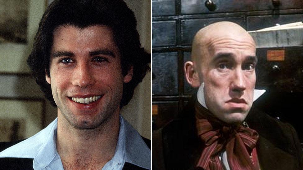 John Travolta and Simon Callow in a 1996 BBC production of David Copperfield