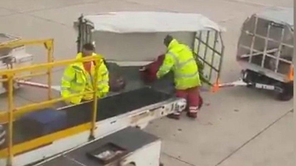 Baggage handlers at Manchester Airport