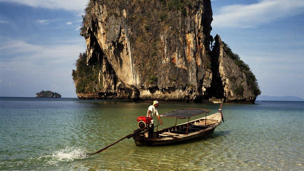 A fishing boat from Ao Phra Nang beach in Thailand