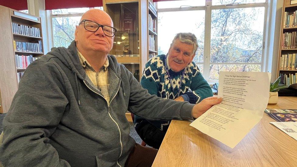 Graham North pictured with his ReadEasy coach Geoff Bell at Hull Central Library