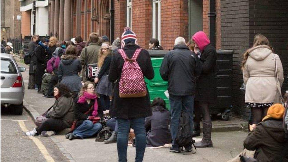 Queue outside Drill Hall