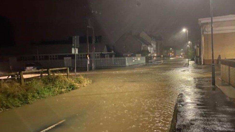 Flooded streets of Ilminster