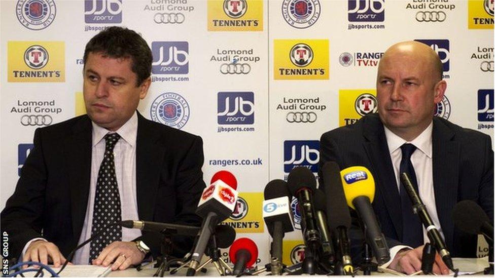 Administrators David Whitehouse (left) and Paul Clark prepare to address the media