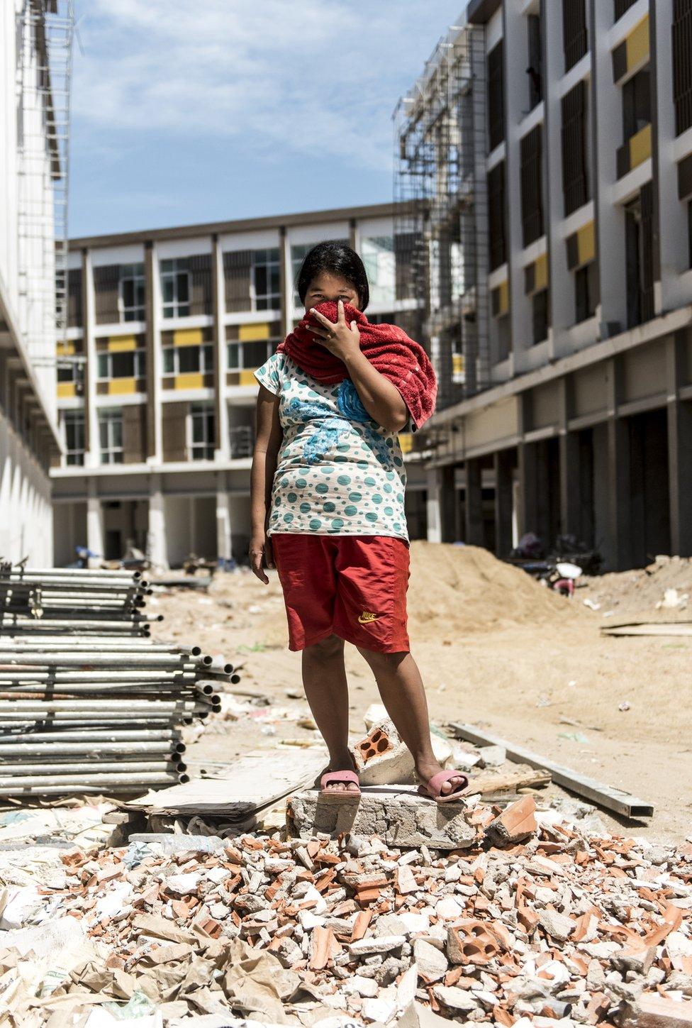 A female construction worker