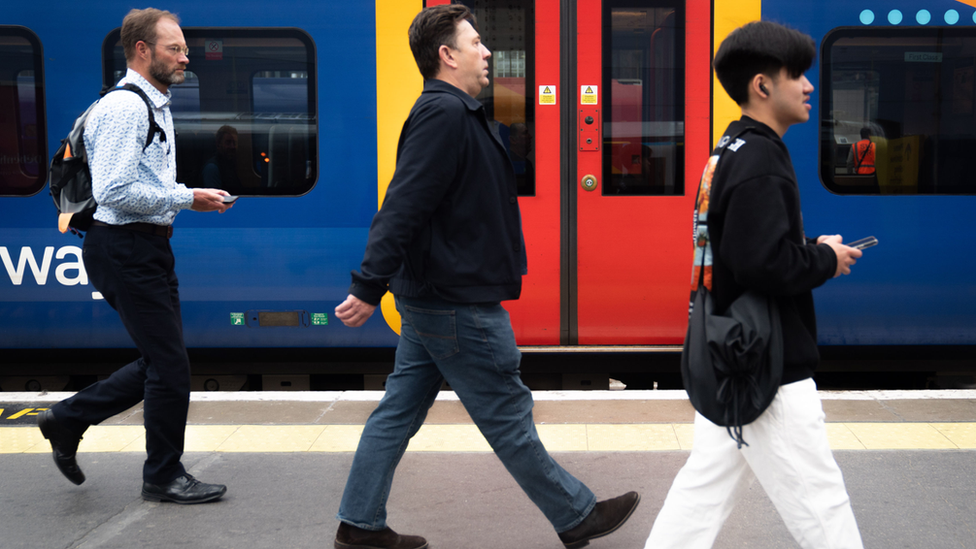 Train passengers on platform