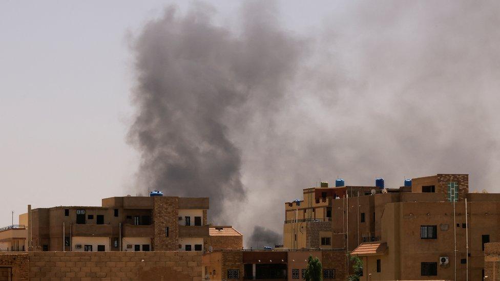 Smoke seen rising from buildings in Khartoum