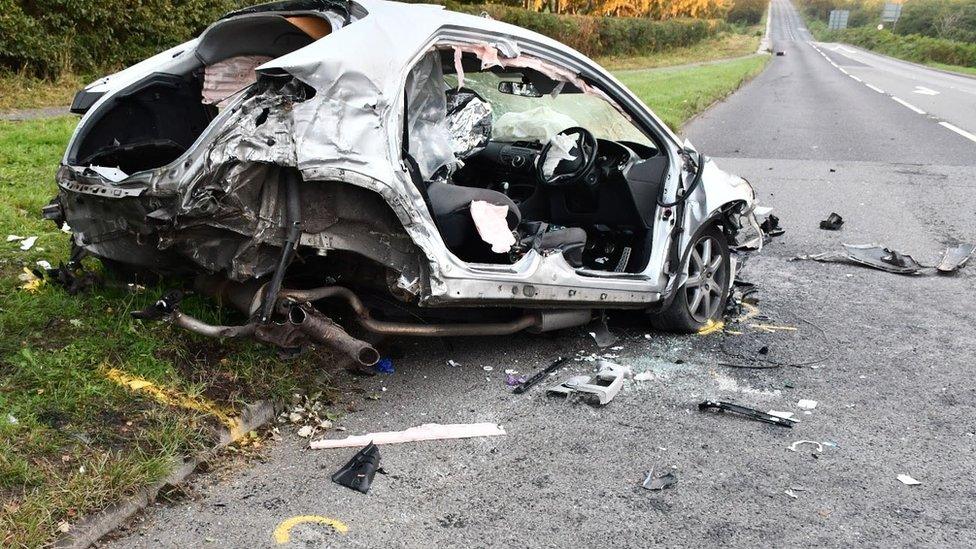 Ty Chapman was trapped in a silver Honda Civic he was driving after it crashed at the junction of Coxmoor Road, near Annesley, in Nottinghamshire