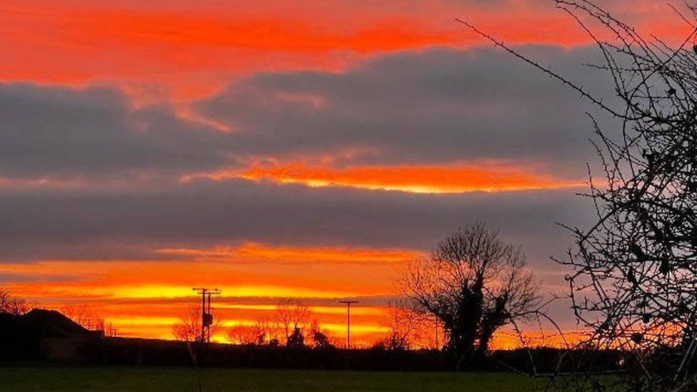 Red skies over Bluntisham, Cambridgeshire