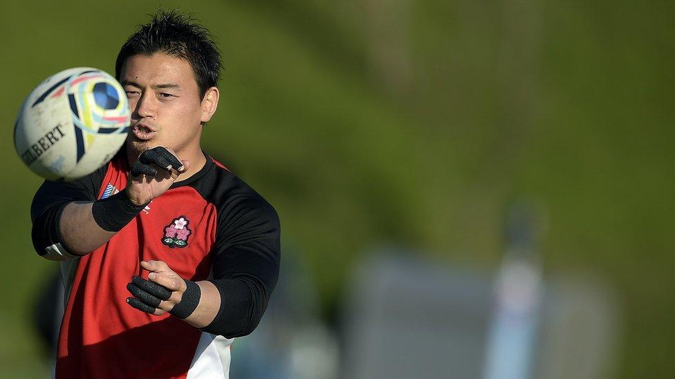 Japan's full-back Ayumu Goromaru at a training session at Brighton College